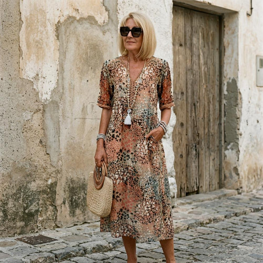 Macys Wear - Zesol | Printed V-Neck Midi Dress Women