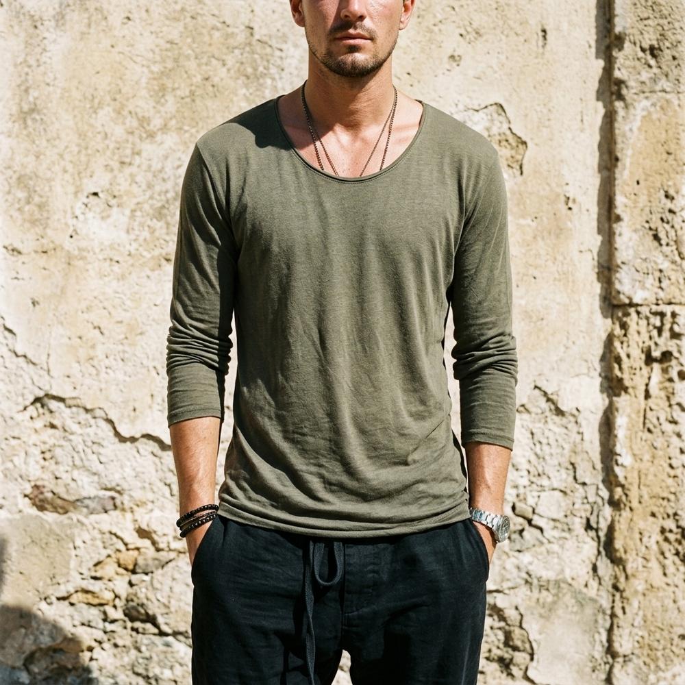 Macys Wear - Vibar | Scoop-Neck Long-Sleeved T-Shirt Men