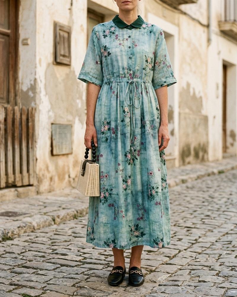 Macys Wear - Yetus | Floral Collared Midi Dress Women