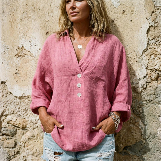 Manal | Langärmlige Leinen Bluse