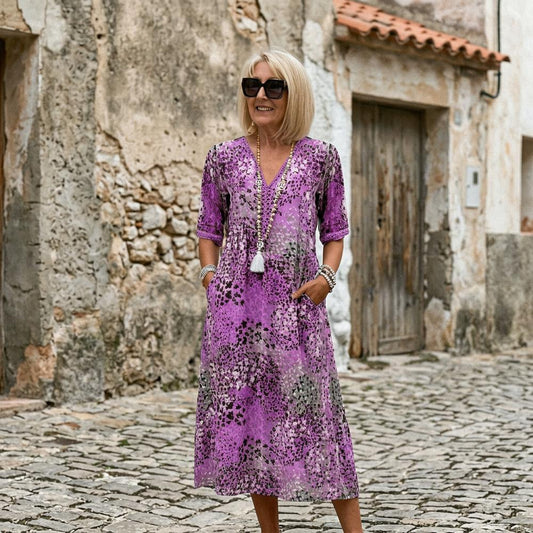 Macys Wear - Zesol | Printed V-Neck Midi Dress Women