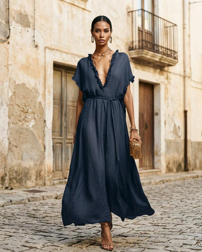 Macys Wear - Renin | Ruffle-Trim Tie-Waist Maxi Dress Women