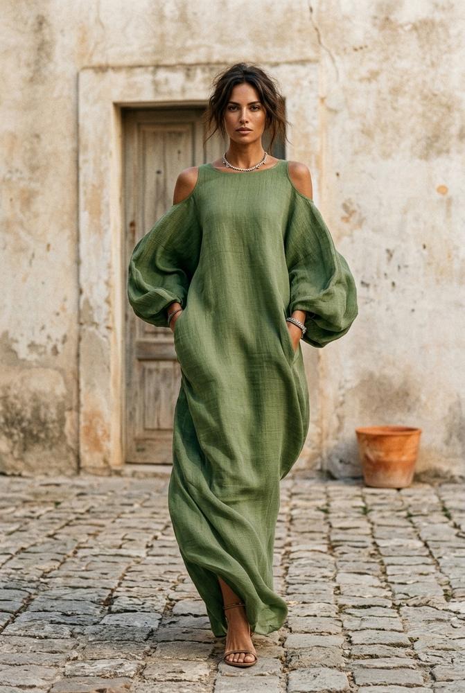 Macys Wear - Turel | Cold-Shoulder Puffed-Sleeve Maxi Dress Women
