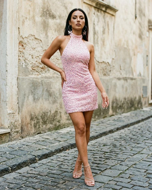 Macys Wear - Aawud | Sequined Halterneck Mini Dress Women
