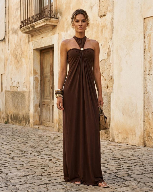 Macys Wear - Remek | Halter Neck Sleeveless Maxi Dress Women