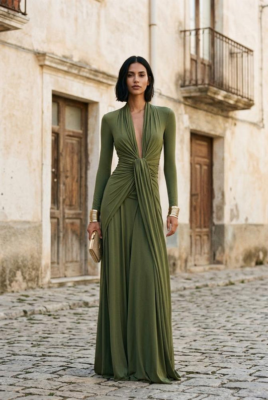 Macys Wear - Liwek | Draped Long-Sleeved Maxi Dress Women