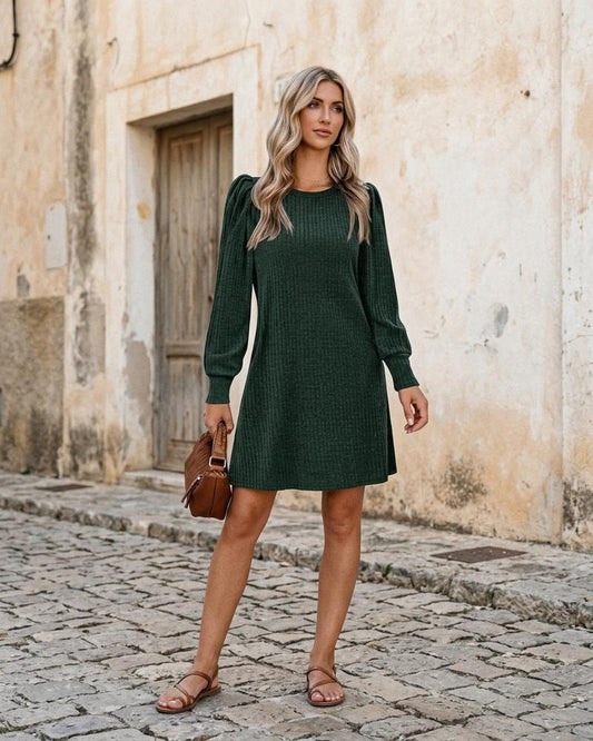 Macys Wear - Aanar | Ribbed Puff Sleeve Dress Women