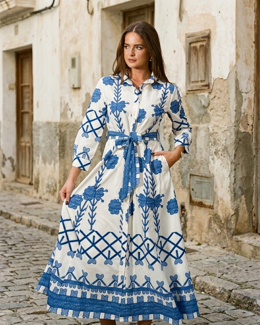 Macys Wear - Vopat | Patterned Belted Maxi Dress Women