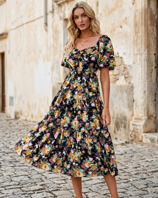 Macys Wear - Zigak | Floral Puff-Sleeve Midi Dress Women