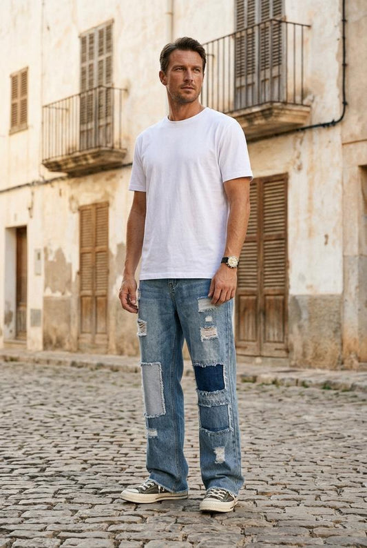 Macys Wear - Supes | Distressed Patched Pants Men