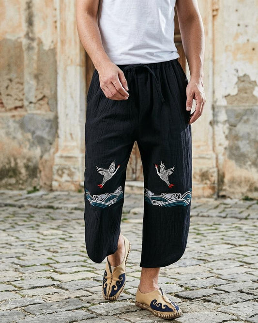 Macys Wear - Zevar | Embroidered Cropped Pants Men