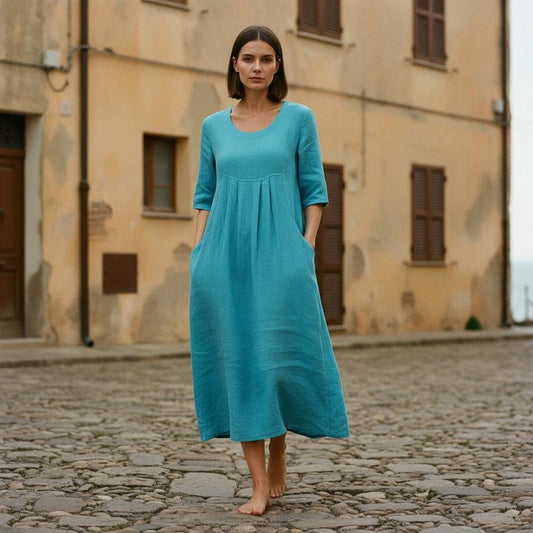 Macys Wear - Zetal | Pleated 3/4 Sleeve Midi Dress Women
