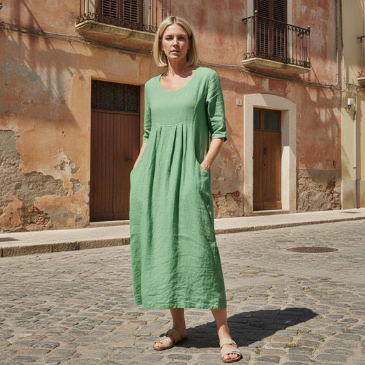 Macys Wear - Zetal | Pleated 3/4 Sleeve Midi Dress Women
